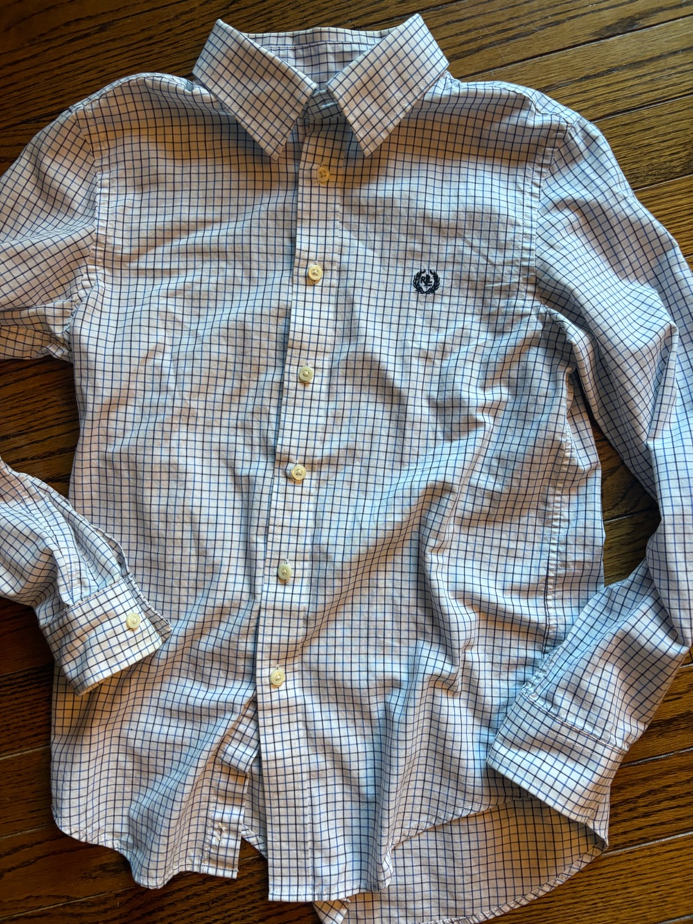 Boys Ralph Lauren Light Blue and White Windowpane Button-Down Shirt
